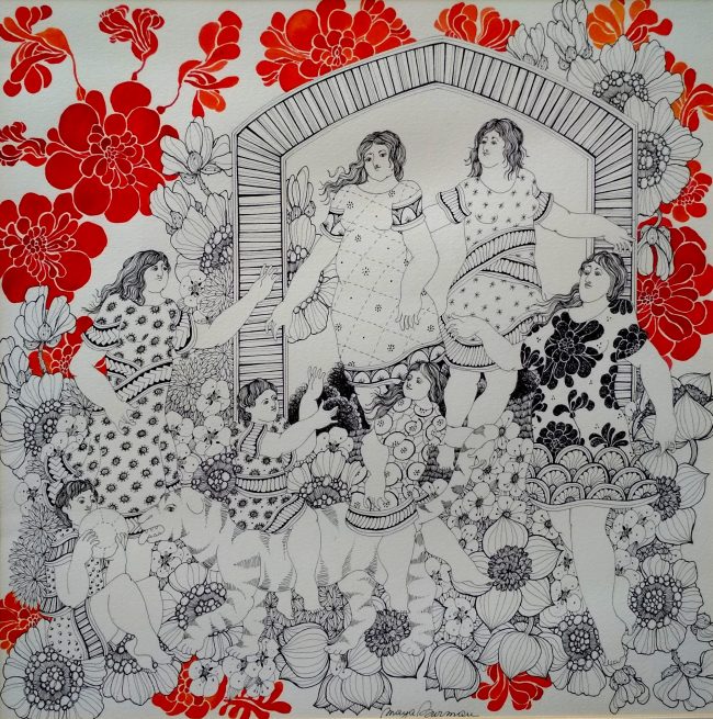 Maya Burman 16 x 16 Inches Mixed media on paper MaB002